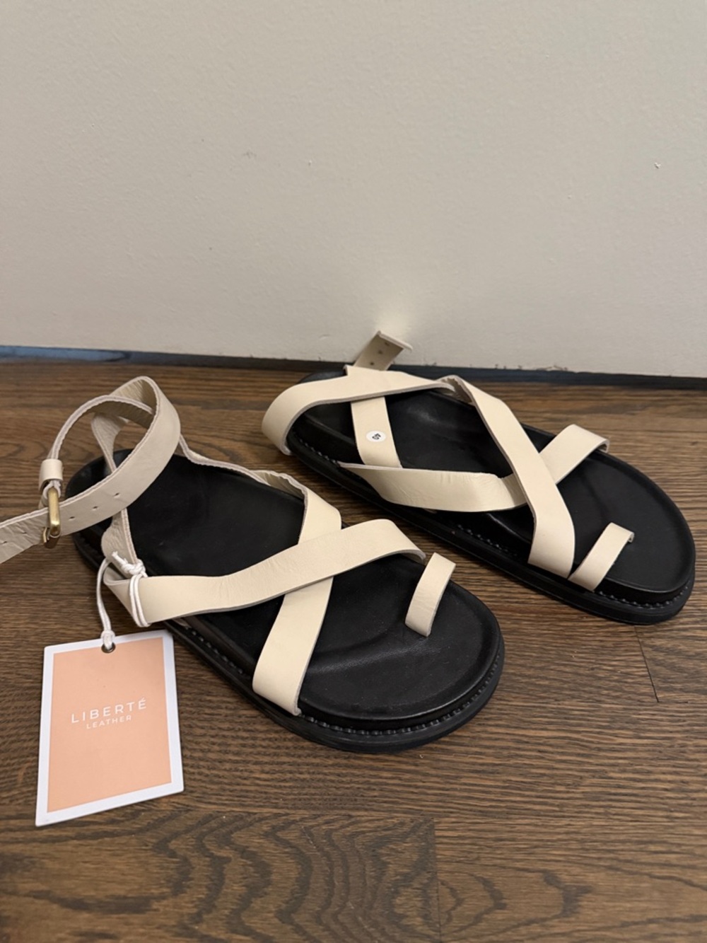 LIBERTÉ Cream Leather Strappy Women's Sandals